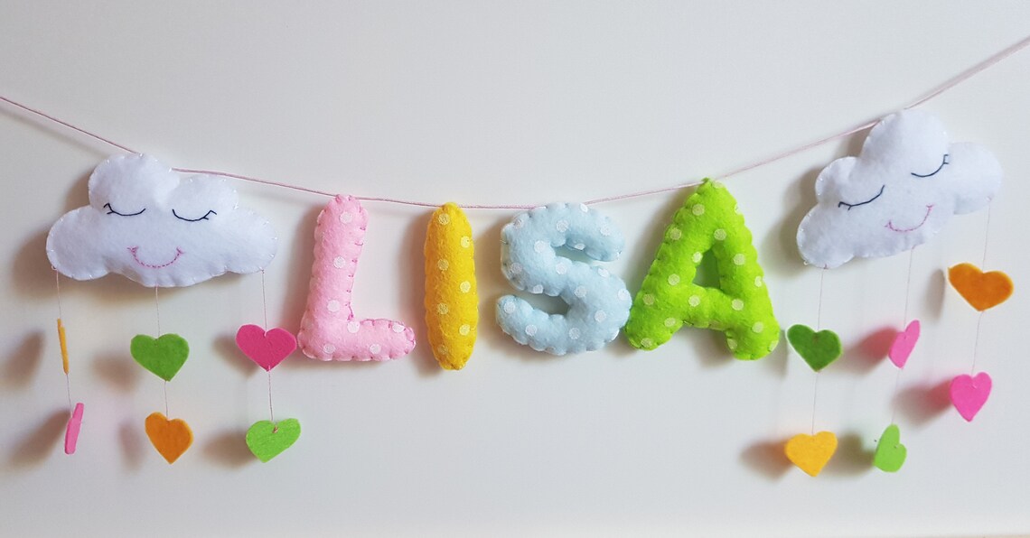 Personalized door sign door name tag felt name garland Etsy