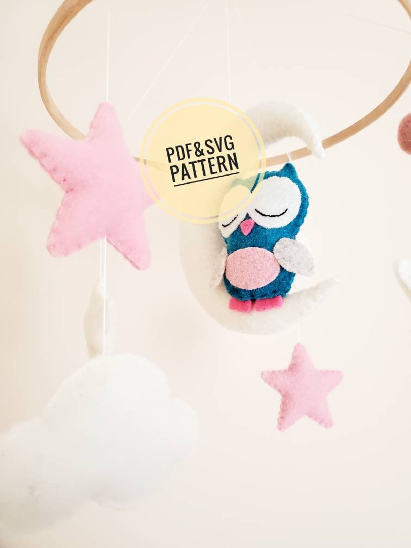 Baby Mobile Pattern for Owl Woodland Nursery Mobile, Pdf Svg Pattern ...