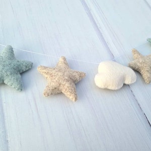 Pastel Felt Star Cloud Garland: Baby Nursery Mobile, Sustainable Decor