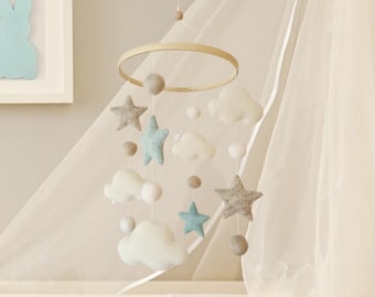 Star Cloud Baby Mobile: Handmade Nursery Decor, Scandi Pastel