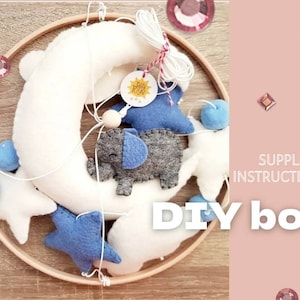 DIY mobile kit, Sew your own baby mobile, DIY kit and instructions for baby crib mobile, craft kit, gift for mom