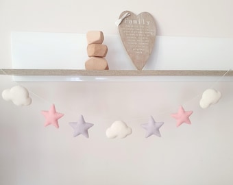 Felt Star Cloud Garland: Handmade Nursery Wall Decor