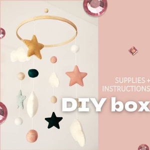 DIY baby mobile, Sew your own mobile, baby mobile kit clouds stars, nursery decoration, felt mobile, DIY baby shower gift