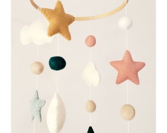 Star cloud baby mobile, unisex nursery decoration, baby shower gift