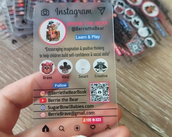 Instagram Transparent Business Card, Clear, Social media, Pvc, Acrylic Frosty Plastic Cards, Custom Business cards