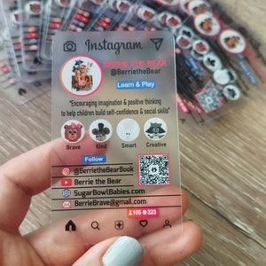 Instagram Transparent Business Card, Clear, Social media, Pvc, Acrylic Frosty Plastic Cards, Custom Business cards