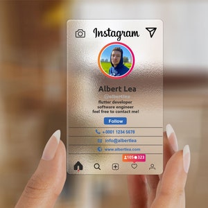 Instagram Business cards, Clear, Transparent, IG, Social Media Business Cards, Ig, Frosty, Plastic, Frosty, Embossed, Acrylic, Pvc, Frosted