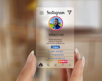 Instagram Business cards, Clear, Transparent, IG, Social Media Business Cards, Ig, Frosty, Plastic, Frosty, Embossed, Acrylic, Pvc, Frosted