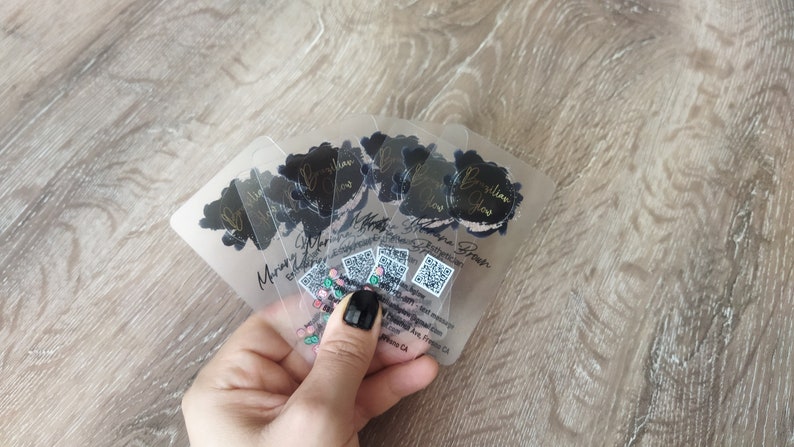 Przezroczysta wizytówka, przezroczysta, kosmetyczka, kod QR, PCV, akrylowe karty plastikowe Frosty, wizytówki na zamówienie zdjęcie 6
