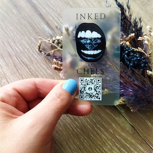 Przezroczysta wizytówka, przezroczysta, kosmetyczka, kod QR, PCV, akrylowe karty plastikowe Frosty, wizytówki na zamówienie zdjęcie 5