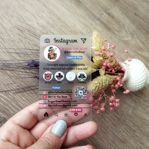 Biglietti da visita trasparenti Instagram, trasparenti, social media, PVC, biglietti in plastica acrilica satinata, biglietti da visita personalizzati immagine 5