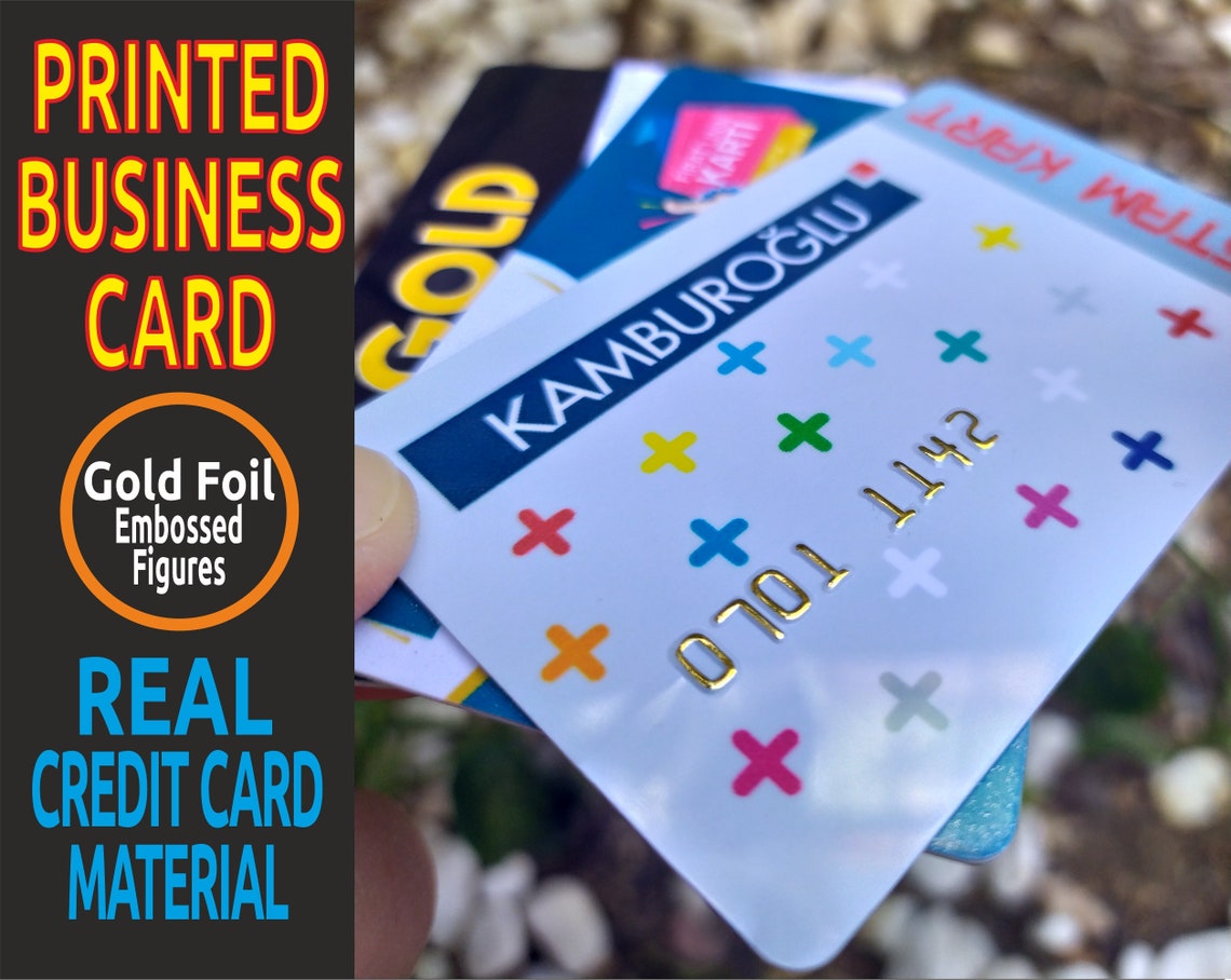 Credit card Business Cards embossed figures unique Plastic Etsy
