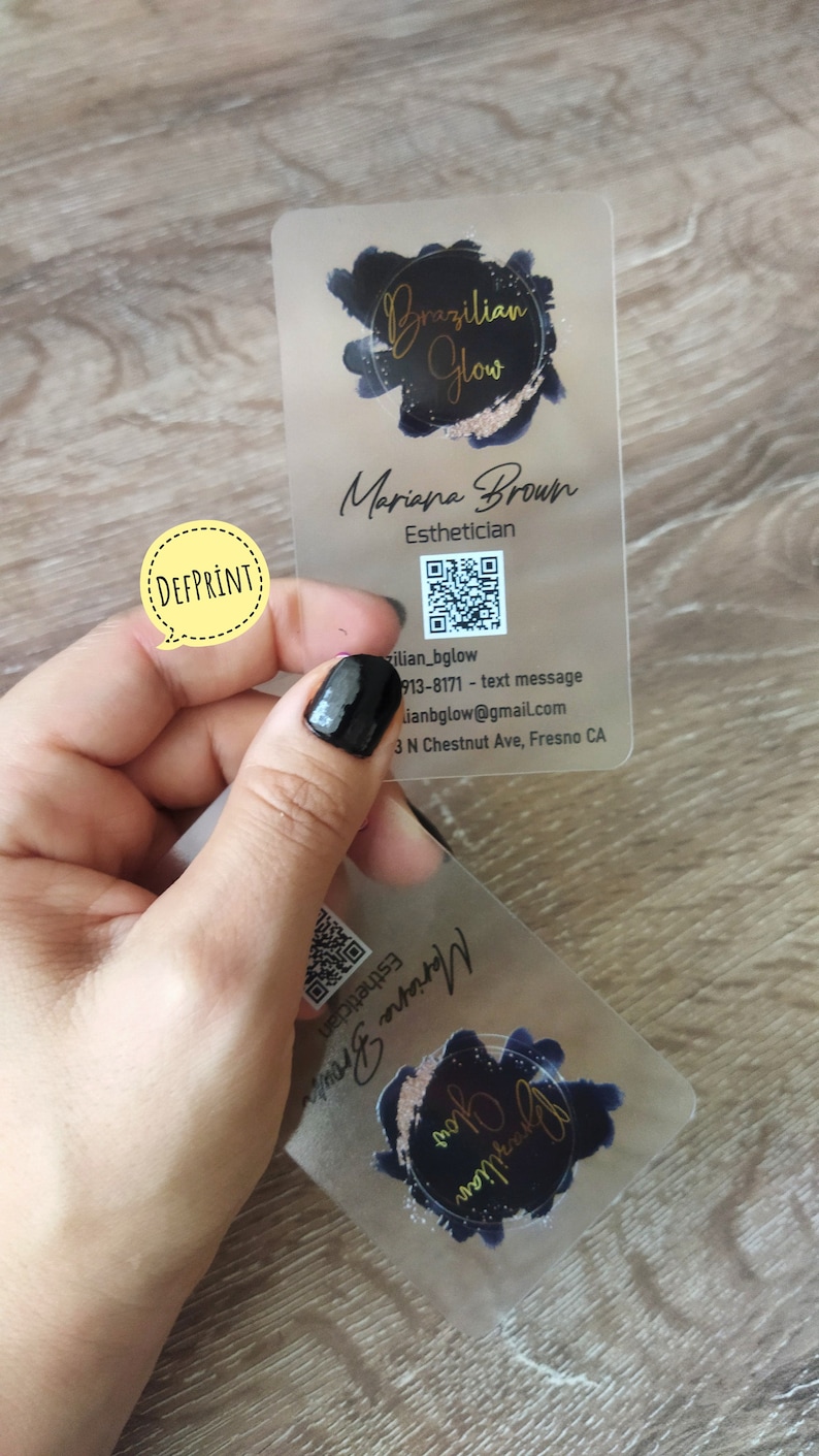 Przezroczysta wizytówka, przezroczysta, kosmetyczka, kod QR, PCV, akrylowe karty plastikowe Frosty, wizytówki na zamówienie zdjęcie 2