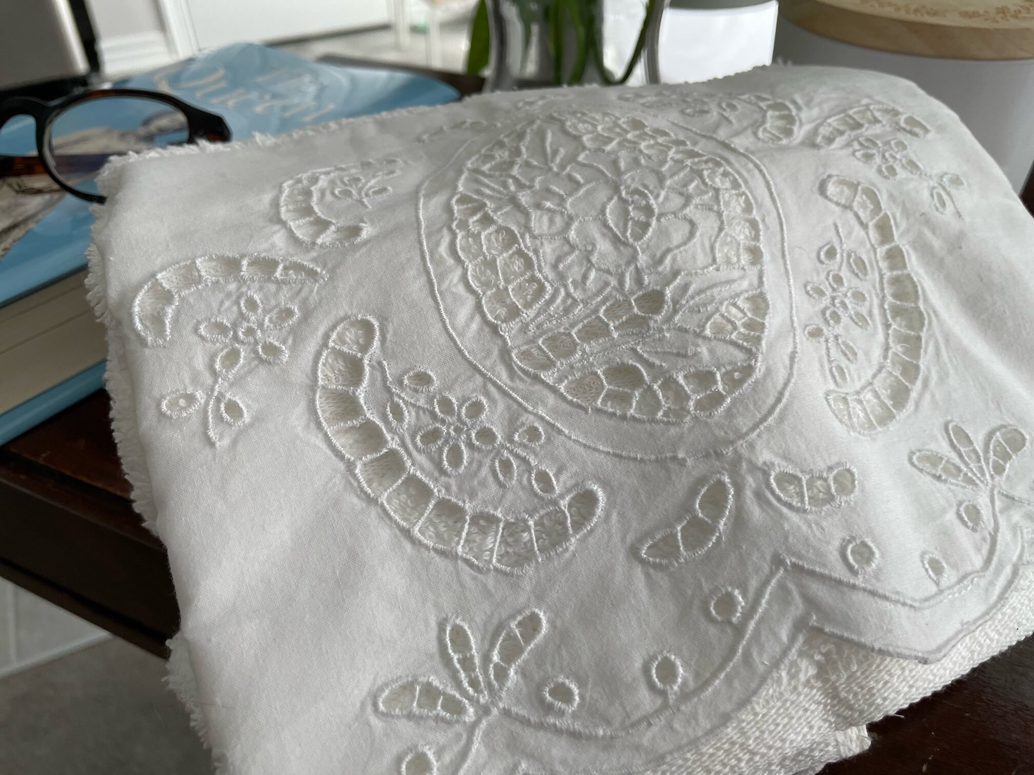 Embroidered Richelieu Guest Towel, Hand Towel, Tea Towel, Soft