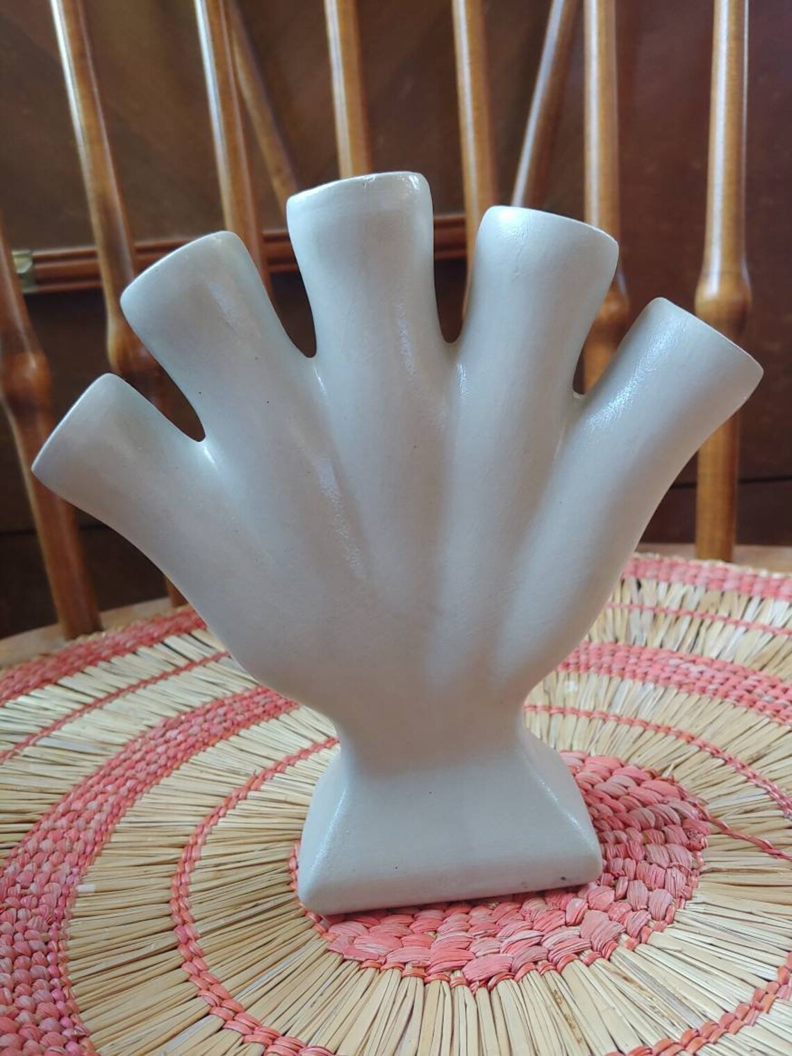 Williamsburg Pottery 5 Finger Bud Vase Blue and White Etsy