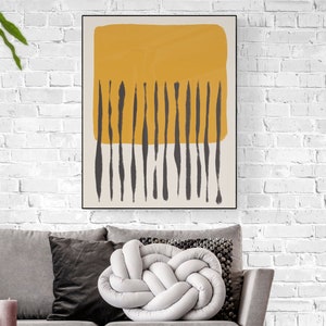 Yellow Abstract Shape Art Print, Printable Wall Art, Mid Century Art, Modern Abstract, Bedroom Decor, Instant Download, Yellow Wall, Digital