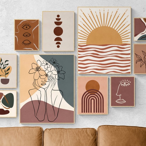 Boho Print Set / Boho Gallery Wall Art / Neutral Boho Prints / Etsy