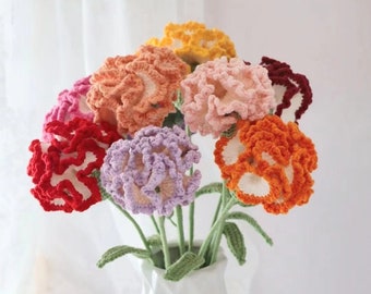 Crochet Carnation, handmade Carnation, personalized gift for mother, home decoration, knitted Carnation flower, gift for her, single flower