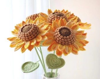 Crochet sunflower flower ,hand made, personalized gift for girl friend, home decoration, knitted sunflower, sunflowers, one giant sunflower