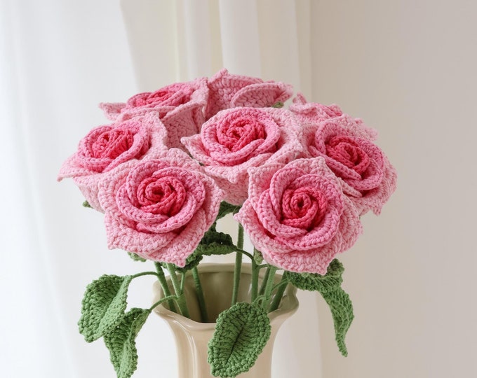 Crochet Red Rose Pink Rose, Handmade Rose, Personalized Gift for Girl ...