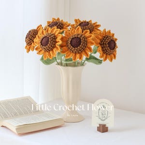 Crochet sunflower flower room decor desk decor personalized gift for mother teacher present get well soon Graduation gift sunflower bouquet