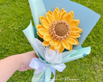 Crochet giant sunflower bouquet, hand made, personalized gift for teacher home decoration, knitted sunflower flower,Thanks teacher