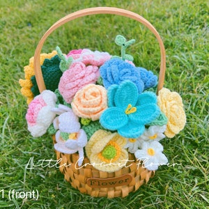 Gehaakte bloemenmand, met de hand gemaakt, gepersonaliseerd cadeau voor vriendin, moeder, leraar, oma, huisdecoratie, gebreide bloem, woondecoratie