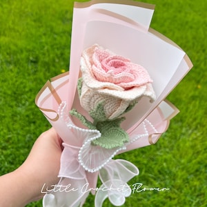 Crochet Rose bouquet, single rose, hand made, personalized gift for girl friend, knitted Rose flower, crochet flower, proposal flower
