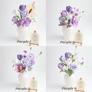 Crochet Flower Bouquet, Tulip, Lavender Knitted Flowers, Handmade Floral Gift for Mother, Graduation, Home Decor, Custom Flower Arrangement image 11