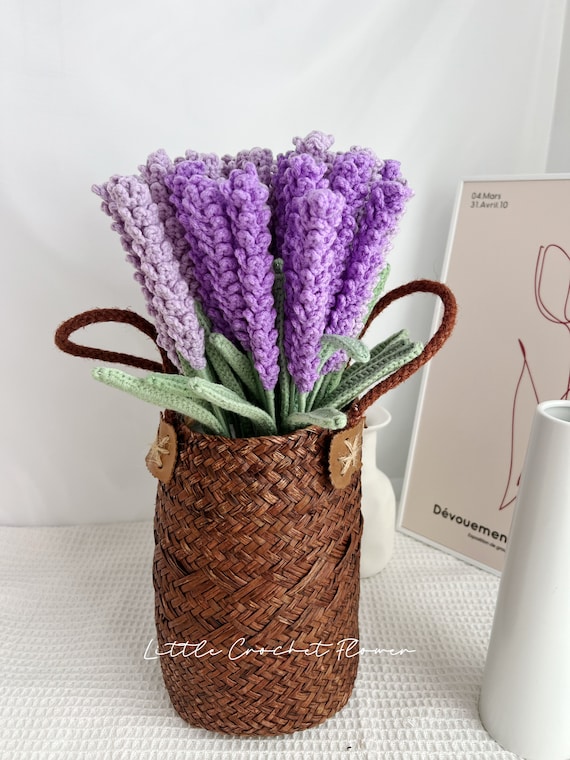 ラベンダー、かぎ針編みのラベンダーの花、手作り、先生への