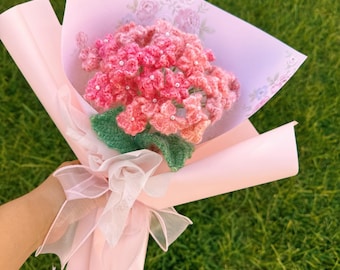 Crochet Hydrangea bouquet, 40 flowers, hand made, gift for teacher, mom, friends, home decoration, knitted flower, birthday gift