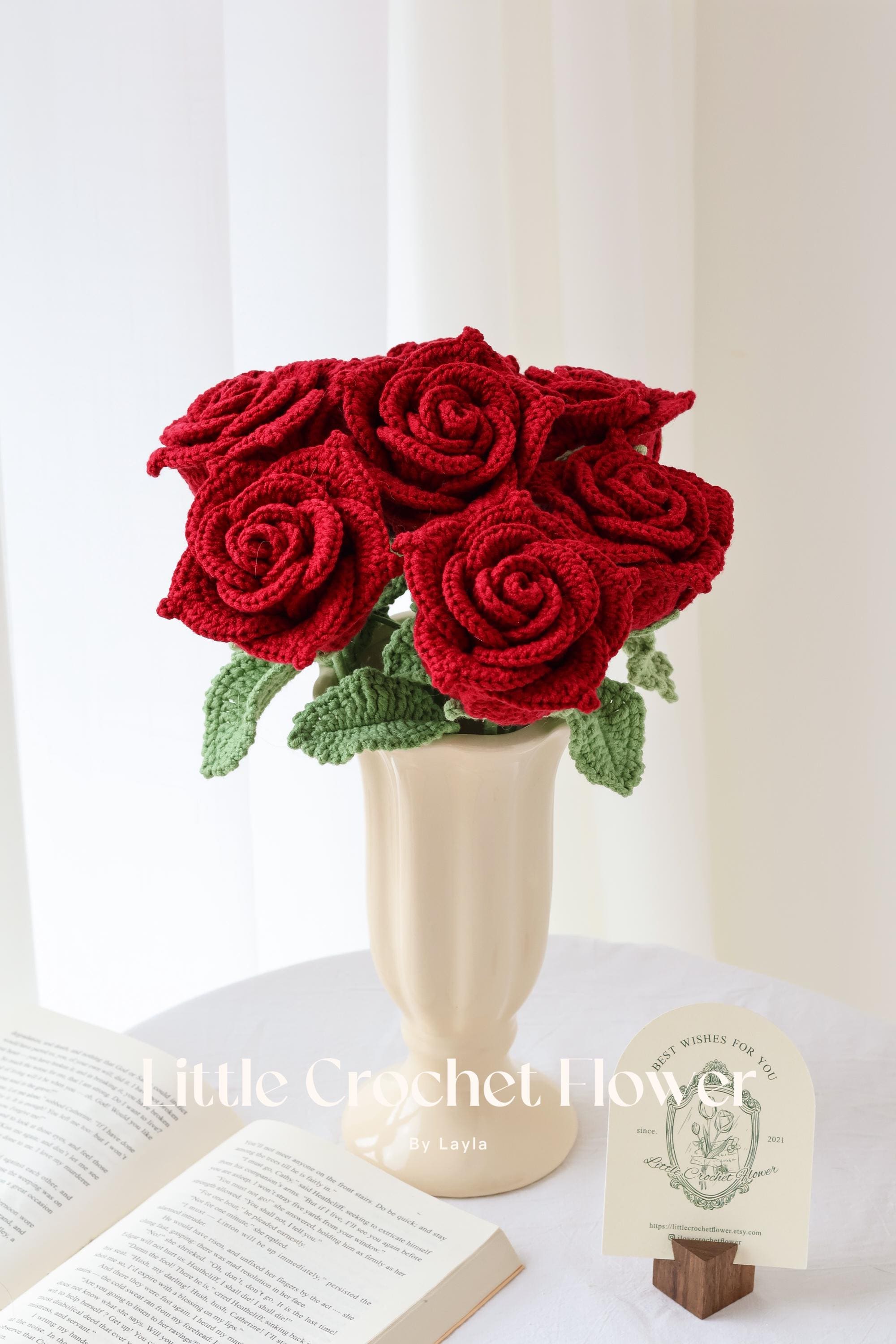 Crochet Red Rose Pink Rose, Handmade Rose, Personalized Gift for