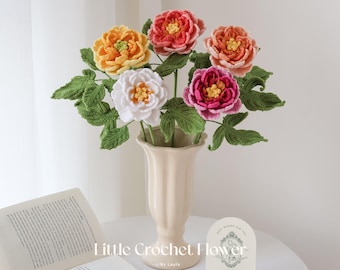 Crochet peony flower, hand made, personalized gift for teacher, home decoration, peony,  desk decoration, crochet peony,one  peony bouquet