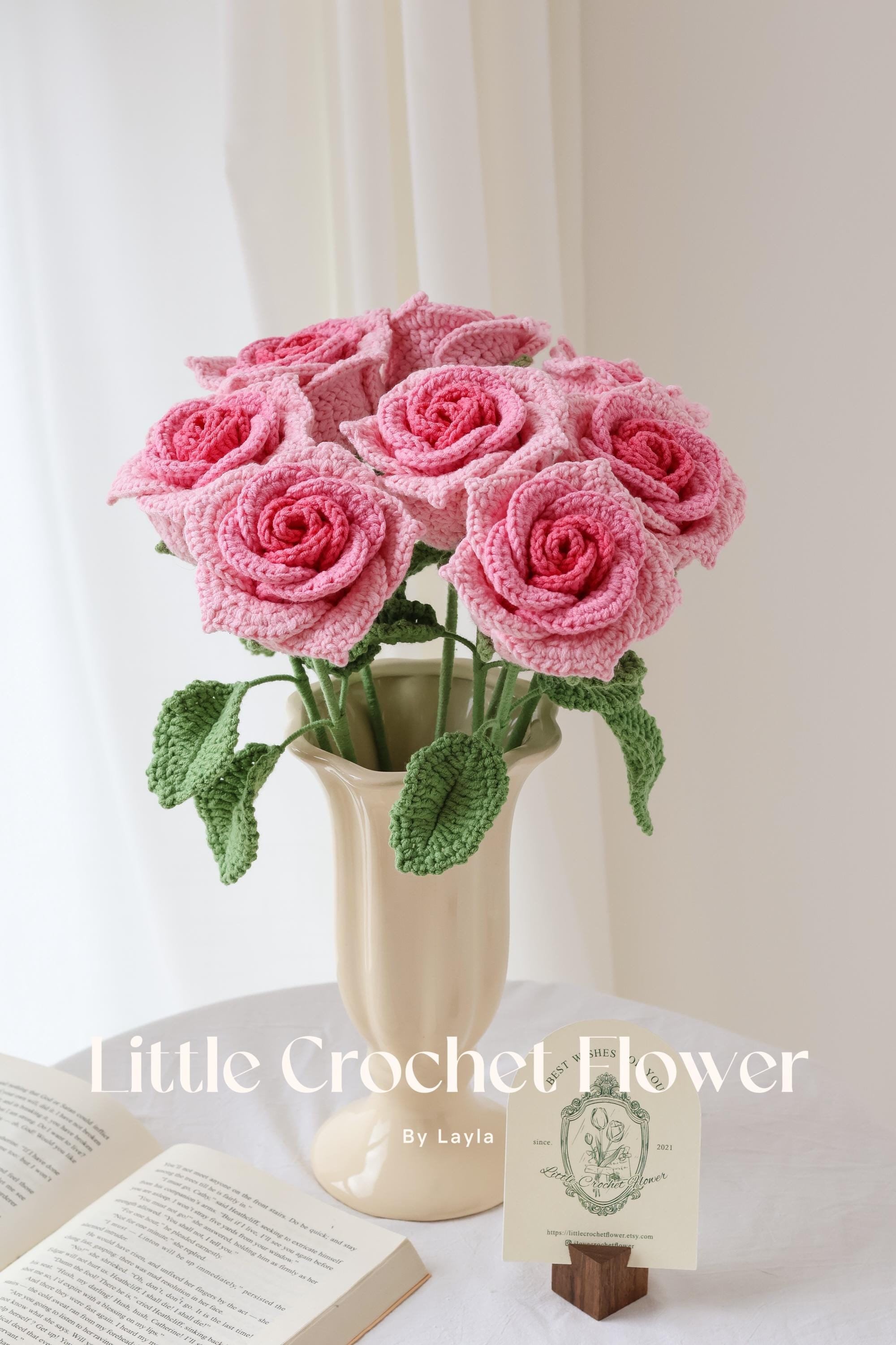 Crochet Red Rose Pink Rose, Handmade Rose, Personalized Gift for