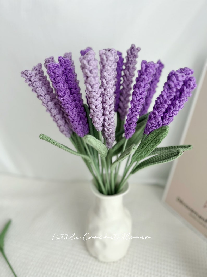 One lavender, crochet lavender flower, hand made, personalized gift for teacher, home decoration, desk decoration, crochet lavender image 7