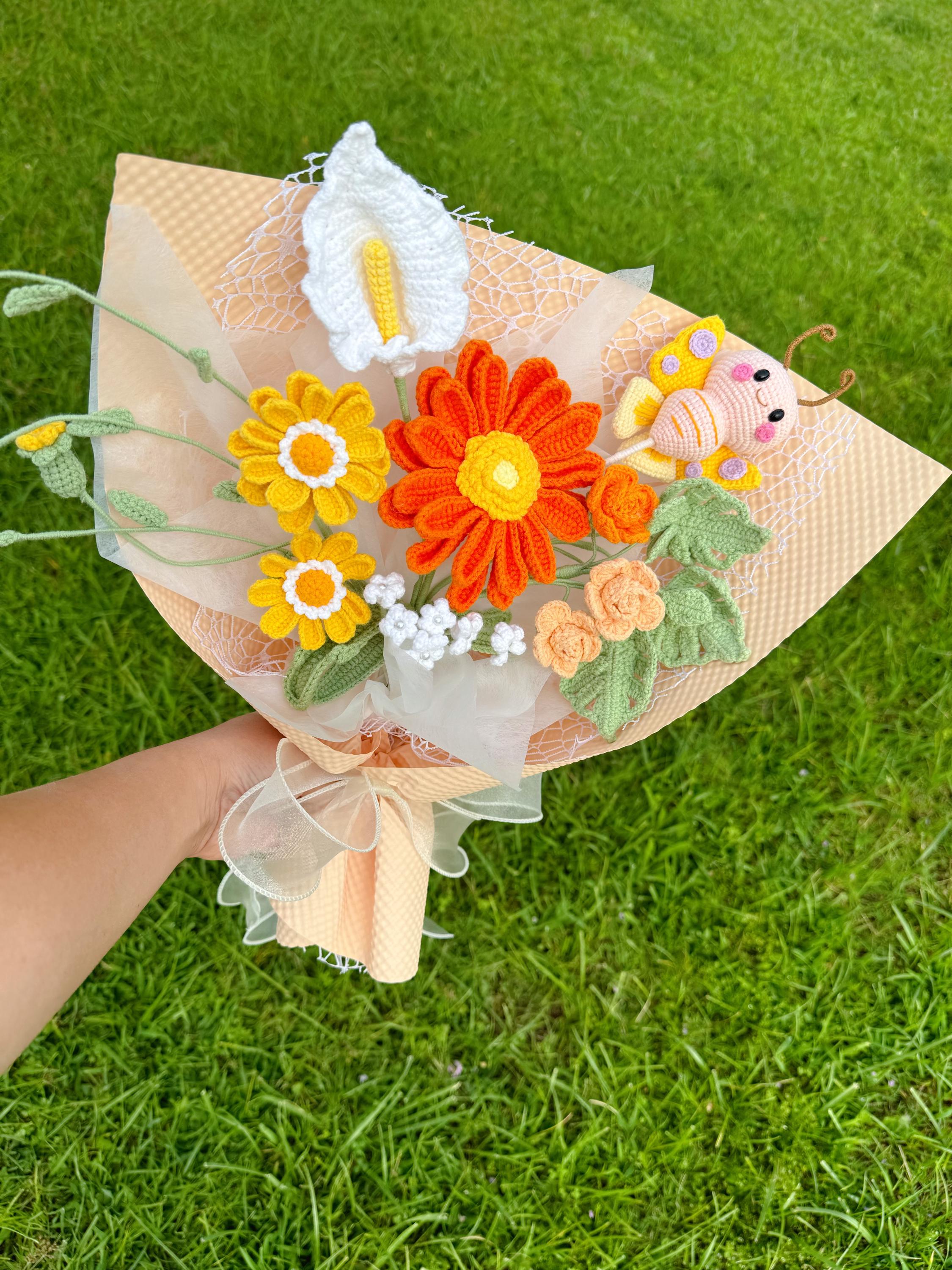 Crochet Flower Bouquet, Hand Made, Personalized Gift for Mother