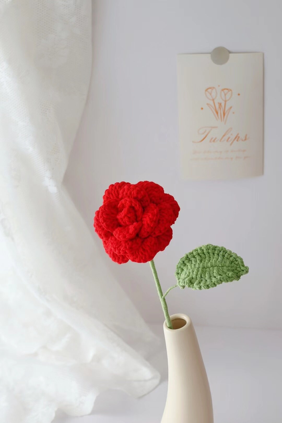 Crochet Red Rose Pink Rose, Handmade Rose, Personalized Gift for