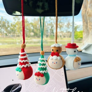 Christmas mirror hanging accessories, Santa, snowman, Christmas tree, Knitted,Handmade,Crochet Gift Idea, Christmas ornaments