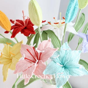 One lily, crochet lily flower bouquet, one flower, hand made, personalized gift for girl friend, Home Decor Bouquet, Easter Lily