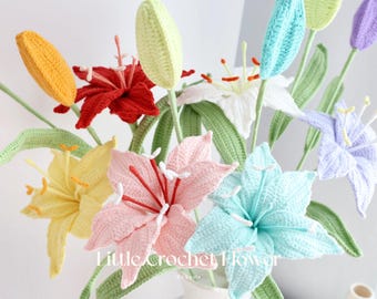 One lily, crochet lily flower bouquet, one flower, hand made, personalized gift for girl friend, Home Decor Bouquet, Easter Lily