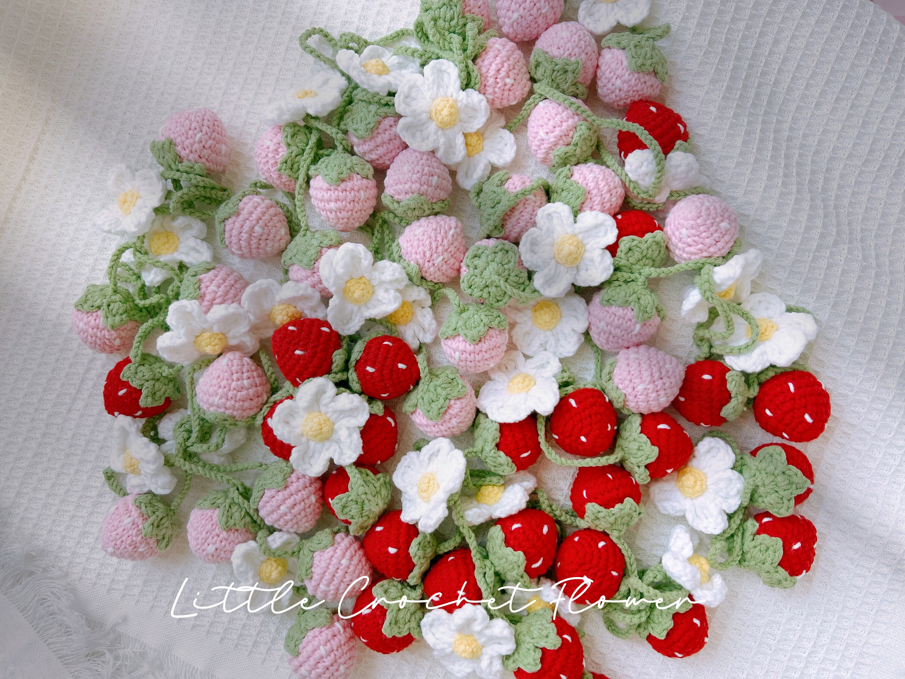 Strawberry Car Mirror Hanging Accessories,crochet Strawberry, New