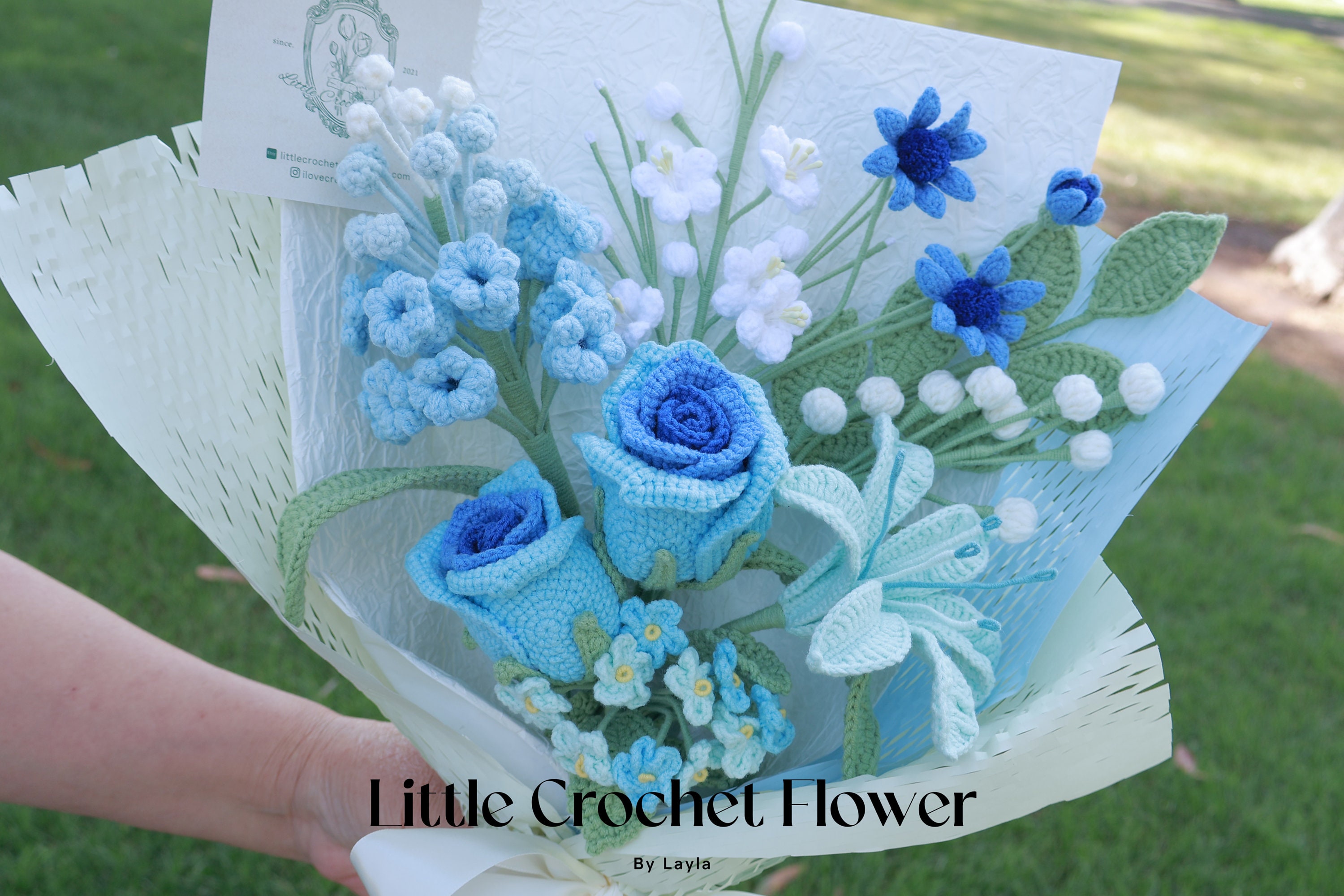 かぎ針編みのバラの花束、手作り、ガールフレンドへのパーソナライズ