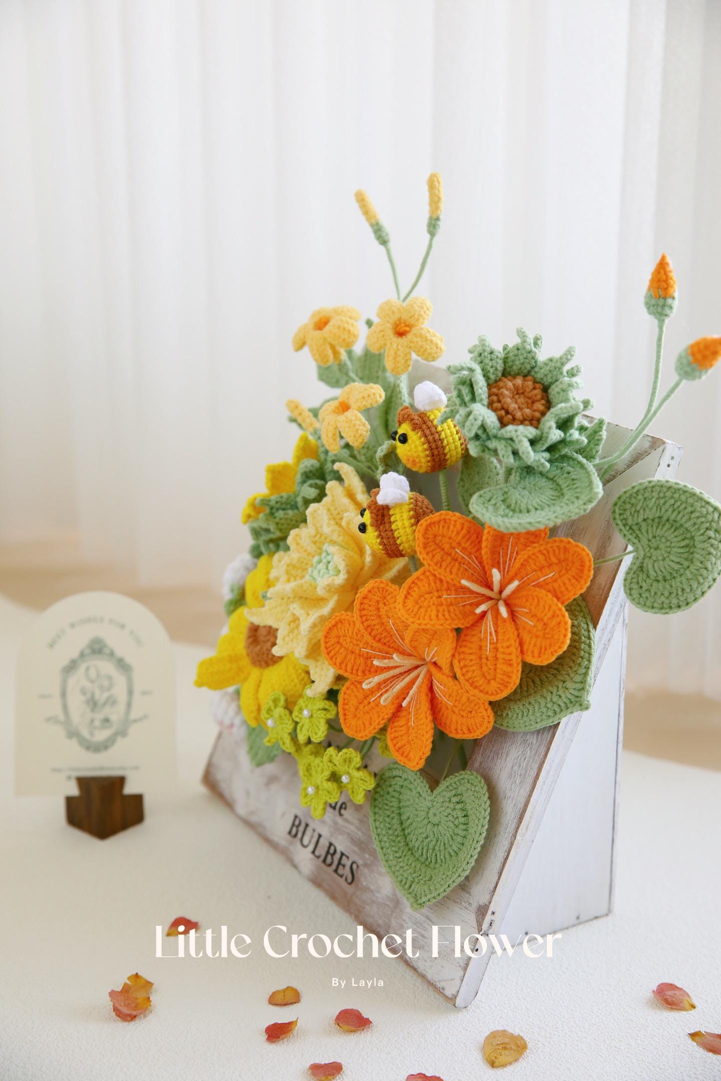 Girasole All'uncinetto Fai Da Te Con Ape – Pianta In Peluche – Decorazione Scrivania – Regalo Supporto Emotivo – Giallo - 5