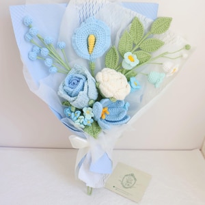 Ramo de rosas de ganchillo, hecho a mano, regalo personalizado para novia, decoración del hogar, flor de rosa de punto, flor para siempre, ramo de rosas