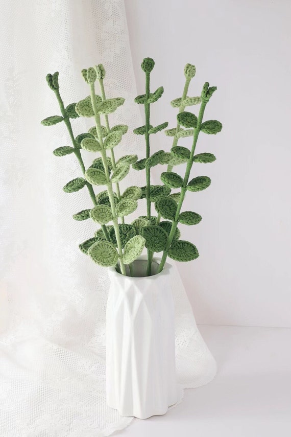 Crochet Eucalyptus, hand made, gift for teacher, grandma, mom, friends, home decoration, knitted flower, birthday gift