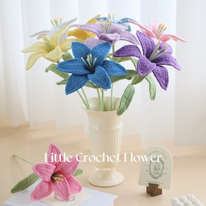 One lily, crochet lily flower bouquet, one flower, hand made, personalized gift for girl friend, Home Decor Bouquet, Easter Lily