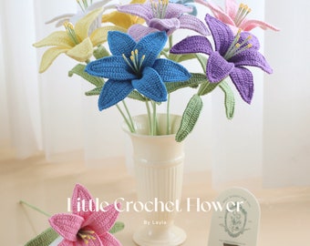 Un lirio, ramo de lirios de ganchillo, una flor, hecho a mano, regalo personalizado para novia, ramo decorativo para el hogar, lirio de Pascua