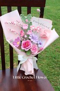Crochet Flower Bouquet with Gift Wrapping - Handmade Yarn Floral Arrangement, Finished Gift for Her, Mother's Day, Birthday or Wedding Decor