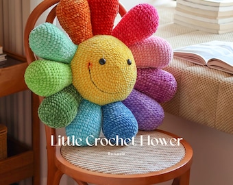 colorful crochet smiley face pillow handmade happy face cushion retro y2k throw pillow fun boho home decor cute plush accent pillow handmade