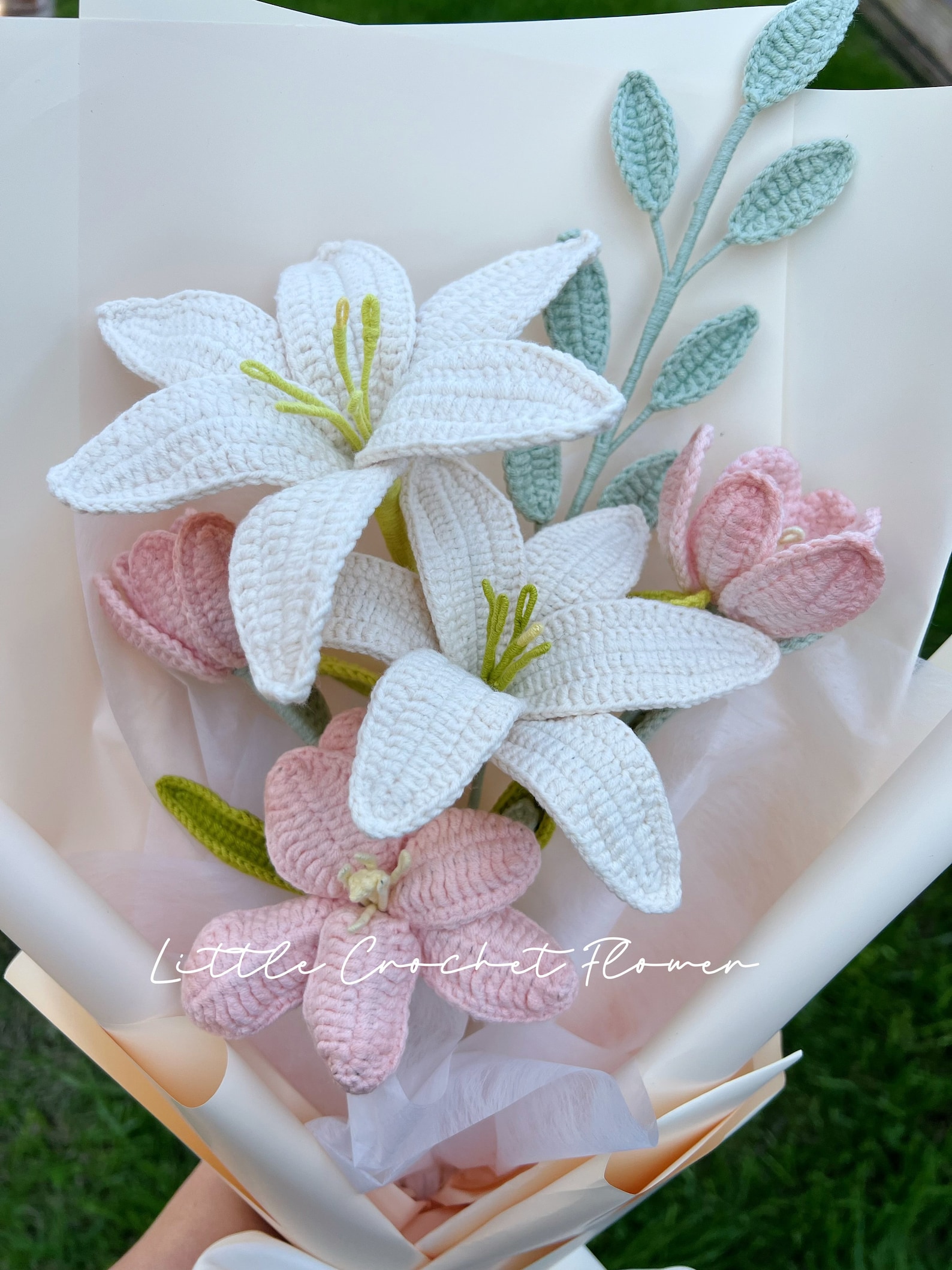Crochet Lily Bouquet Hand Made Gift for Teachergrandma Etsy